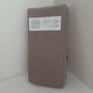 Kenneth Cole Linen Cotton Taupe King Pillowcases (FLAW)
